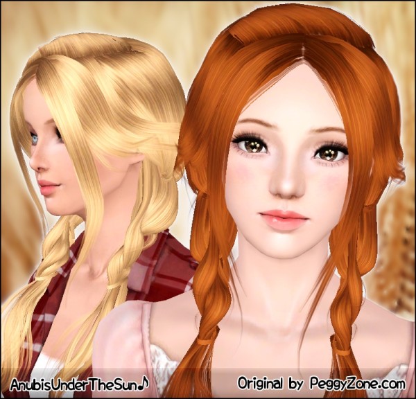 Double light braids Peggy`s hairstyle retextured by Anubis for Sims 3