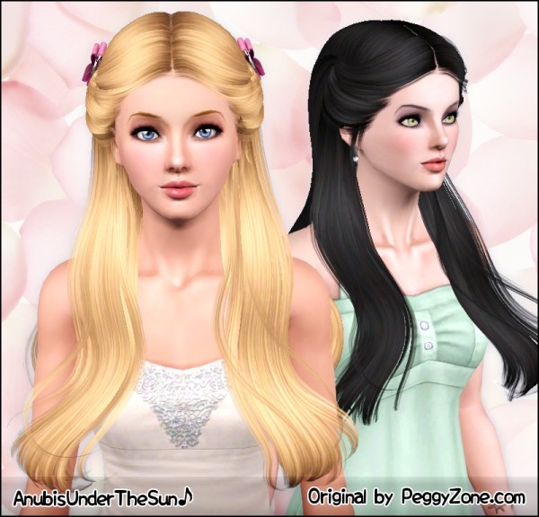 Half Up hairstyle by Peggy 785 retextured by Anubis for Sims 3