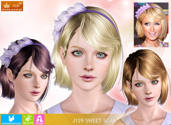 Flower headband hairstyle J129 SweetScar by NewSea for Sims 3