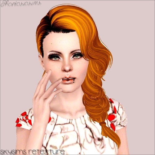 Skysims fishtail hairstyle retextured by Phantasia for Sims 3