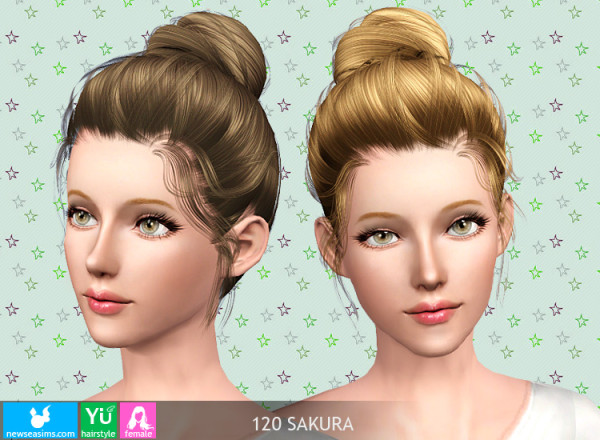 Ballerina bun hairstyle 120 Sakura by NewSea for Sims 3