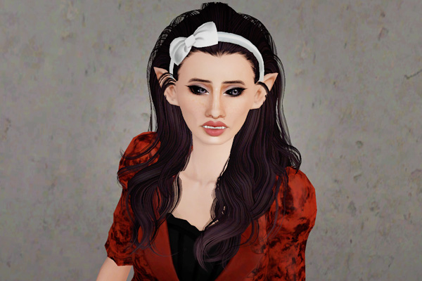 Teased hairstyle with headband   Peggy Zone retextured by Beaverhausen for Sims 3