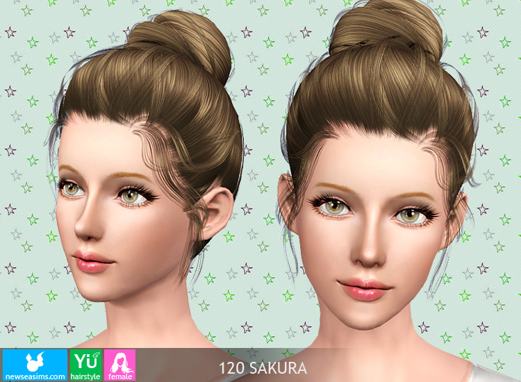 Ballerina bun hairstyle 120 Sakura by NewSea - Sims 3 Hairs