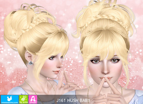 Tousled braided crown topknot hairstyle J161 Hush Baby by New Sea for Sims 3