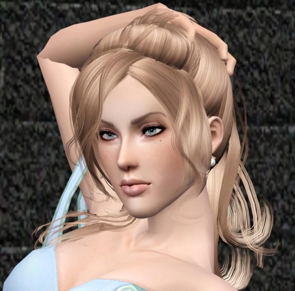Half up half down with bangs hairstyle NewSea`s Vera V2 retextured by Bring Me Victory for Sims 3