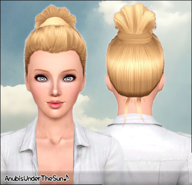 Bun hairstyle and bow accessory retextured by Anubis - Sims 3 Hairs