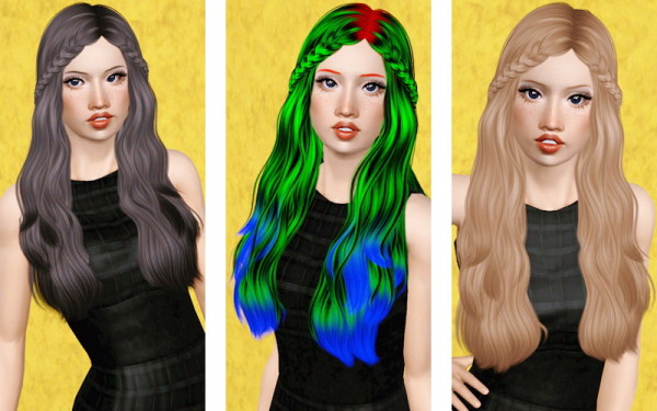 Double up braids hairstyle retextured by Beaverhausen for Sims 3
