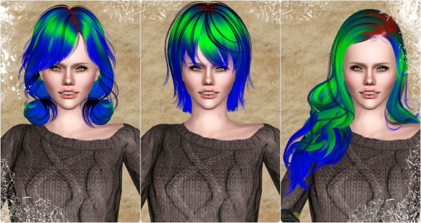 3 types of hairstyle  Christmas Gift   PART 1 Retextured by Phantasia for Sims 3