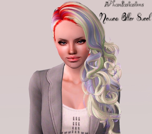 Curly side hairstyle   Newsea BitterSweet Retextured by Phantasia for Sims 3