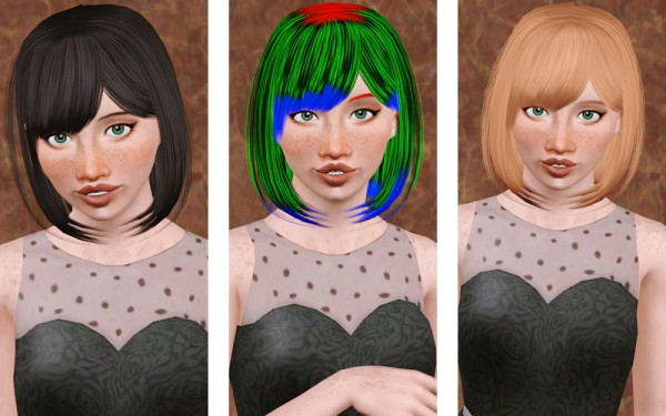 Classical bob with bangs hairstyle   Zauma Midnight retextured by Beaverhausen for Sims 3