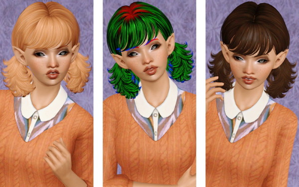 Gorgeous double pigtails hairstyle Butterfly 93 retextured by Beaverhausen for Sims 3