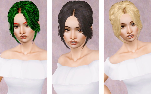 Audrey chignon hairstyle Skysims 116 retextured by Beaverhausen for Sims 3