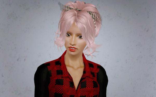 Ribbon hairstyle Newsea’s Ice Fruit retextured by Beaverhausen for Sims 3