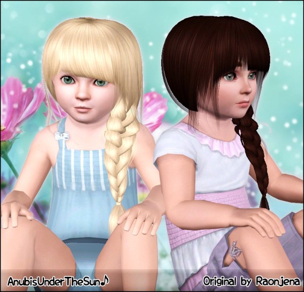 Side braid hairstyle Raonjena 010 retextured by Anubis for Sims 3