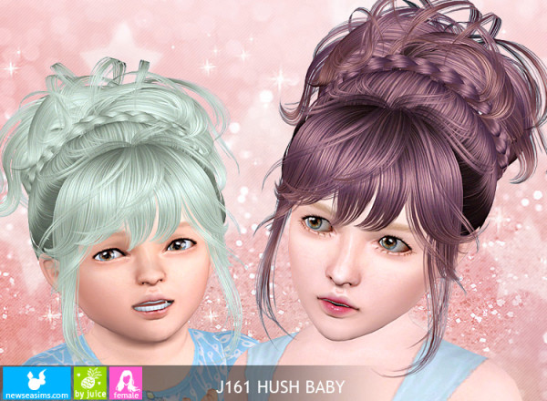 Tousled braided crown topknot hairstyle J161 Hush Baby by New Sea for Sims 3