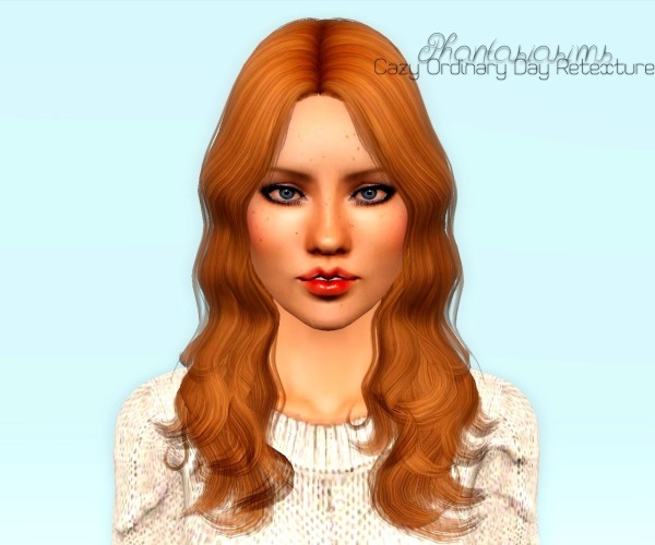 Middle parth wavy hairstyle  Cazy Ordinary Day Retextured by Phantasia for Sims 3