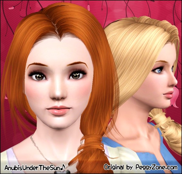 Innovative side ponytail hairstyle Peggy`s 754 retextured by Anubis for Sims 3
