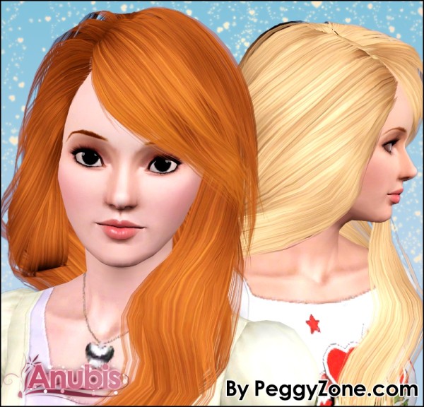 Simple sleek hairstyle Peggy`s 530 retextured by Anubis for Sims 3