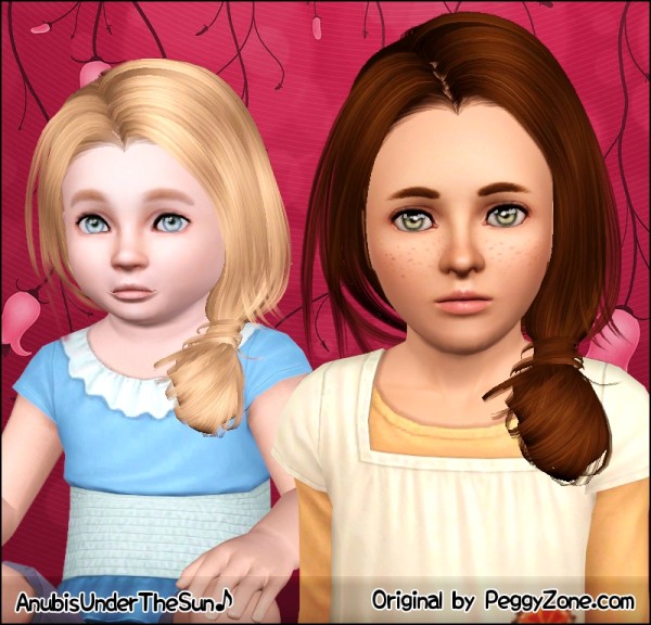 Innovative side ponytail hairstyle Peggy`s 754 retextured by Anubis for Sims 3