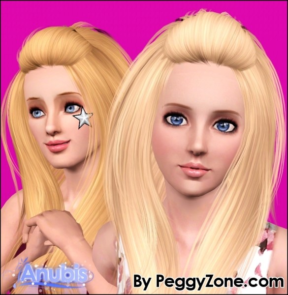 Bangs caught hairstyle Peggy`s 0027 retextured by Anubis for Sims 3