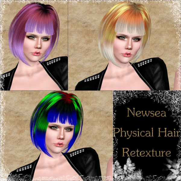 Silky bob with bangs hairstyle   Newsea Physical Retextured by Phantasia for Sims 3