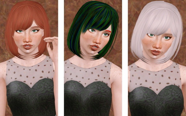 Classical bob with bangs hairstyle   Zauma Midnight retextured by Beaverhausen for Sims 3