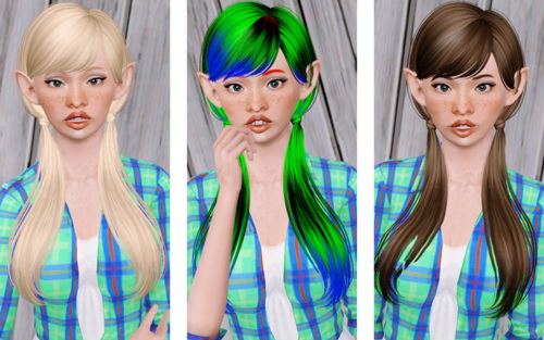 Sleek Long Ponytail hairstyle Butterfly Sims 101 retextured by Beaverhausen for Sims 3