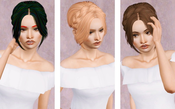 Audrey chignon hairstyle Skysims 116 retextured by Beaverhausen for Sims 3