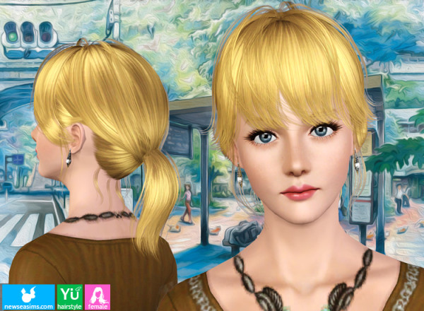 Small pigtailwith bangs hairstyle YU136 Paulina by NewSea for Sims 3