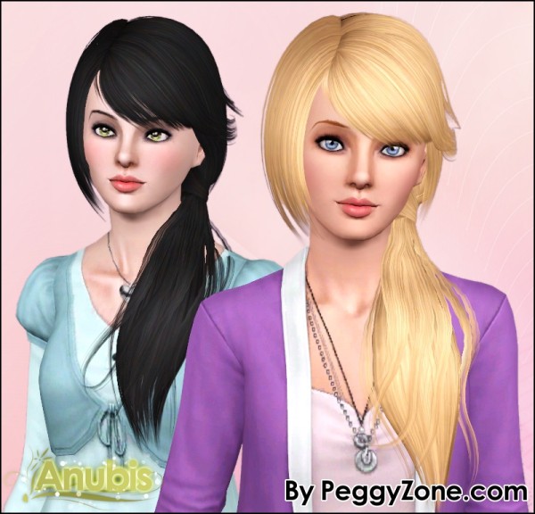 Side wrapped ponytail hairstyle Peggy 524 retextured by Anubis  for Sims 3