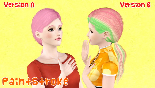 Glossy and straight hairstyle  Cazy and Cheryl retextured by Katty for Sims 3