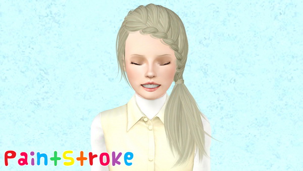 Side braided bangs hairstyle  SkySims Hair 101 retextured by Katty for Sims 3