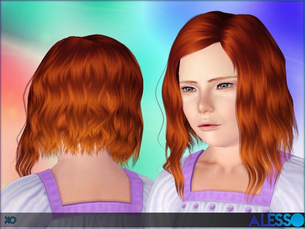Assymetric waved bob hairstyle XO by Alesso for Sims 3