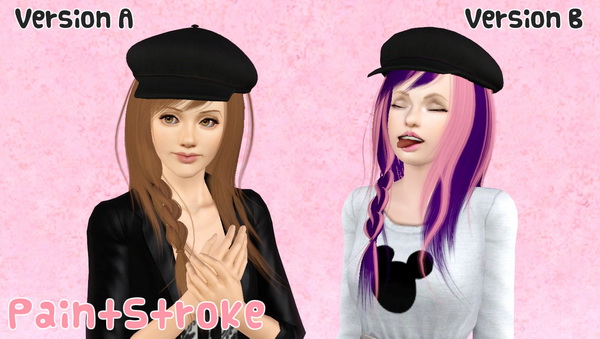 Cazy Steps hairstyle with Hat retextured by Katty  for Sims 3