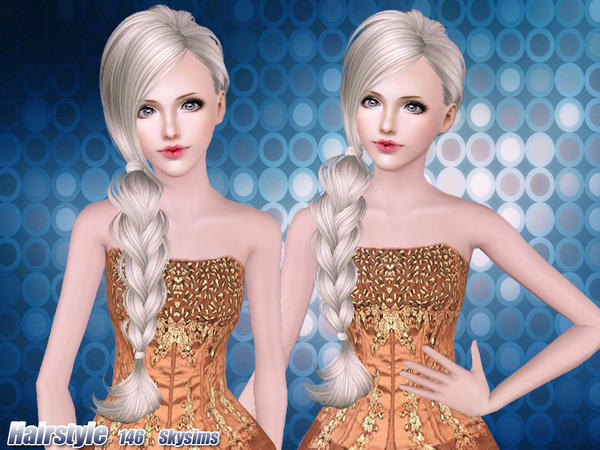 Side wrapped braid hairstyle 146 by Skysims for Sims 3