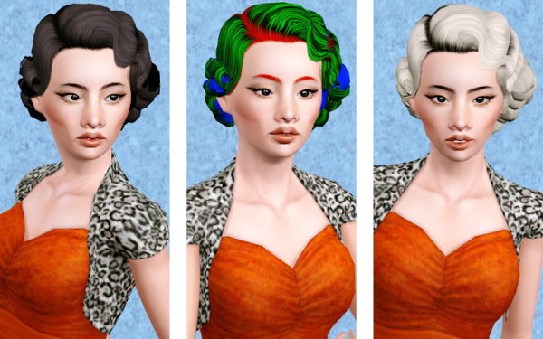 RH’s Established Tight Wave hairstyle retextured by Beaverhausen for Sims 3