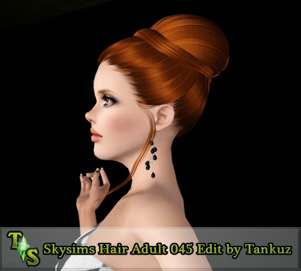 Elegant chignon hairstyle Skysims 045 retextured by Tankuz for Sims 3