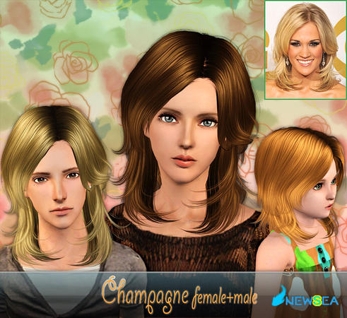 Champagne hairstyle by Newsea  for Sims 3