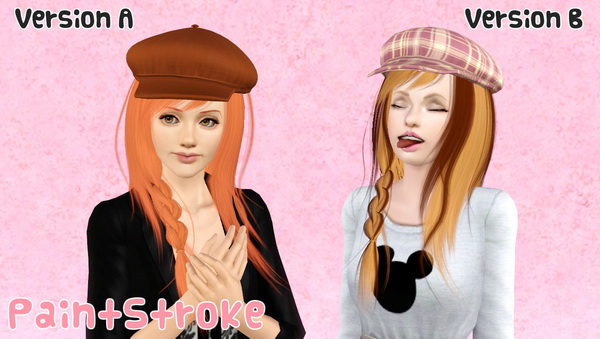 Cazy Steps hairstyle with Hat retextured by Katty  for Sims 3