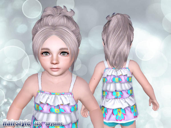 Texturized ponytail with bangs hairstyle 145 by Skysims for Sims 3