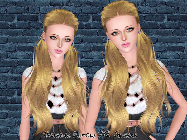 Half back up hairstyle 072 by Skysims for Sims 3