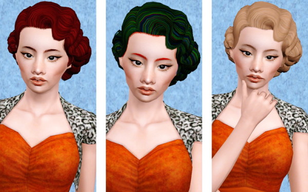 RH’s Established Tight Wave hairstyle retextured by Beaverhausen for Sims 3
