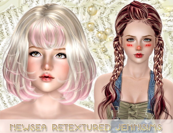 Newseas TwinkleTwinkle and Weed Flower hairstyles retextured by Jennisims for Sims 3