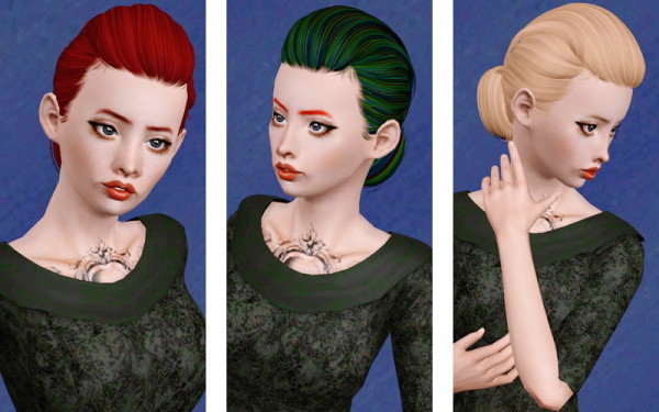 Sjoko’s Magnokura hairstyle retextured by Beaverhausen for Sims 3