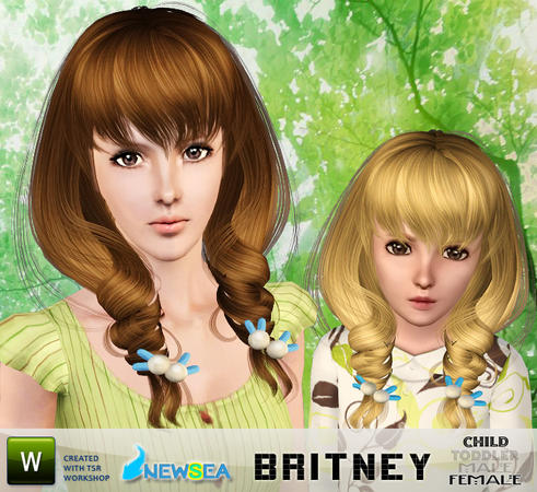 Britney hairstyle with rabbit hair clips by NewSea for Sims 3