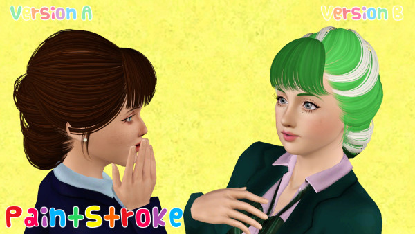 French bun with straight bangs hairstle Skysims 130 retextured by Katty for Sims 3