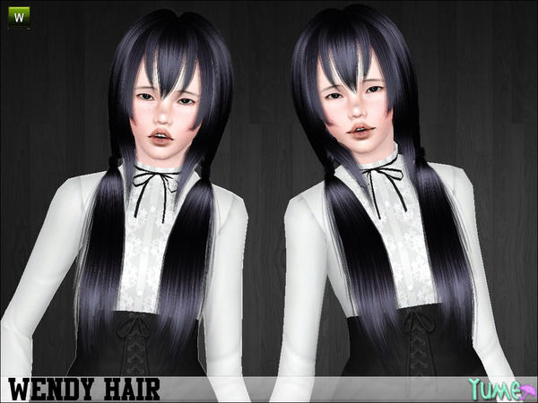 Yume low double ponytails Wendy hair by Zauma for Sims 3