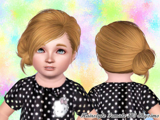 Radiant side bun hairstyle 113 by Skysims - Sims 3 Hairs