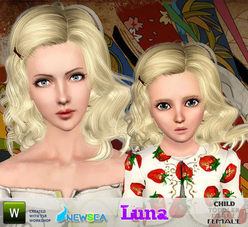 Luna wavy accesorized hairstyle by NewSea for Sims 3