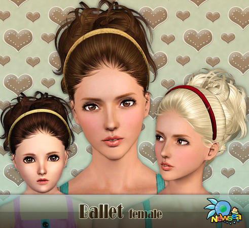  Ballet high ponytail with headband hairstyle by NewSea for Sims 3